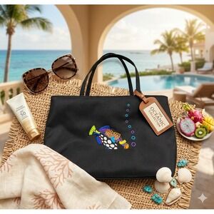 Vacation Coastal Resort Lifestyle Kulanui Trigger Fish Embroidered Handbag